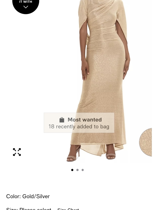 Betsy & Adam Gold Metallic Maxi Dress